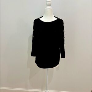 Rachel Zoe Black Button-Shoulder Women’s lightweight sweater